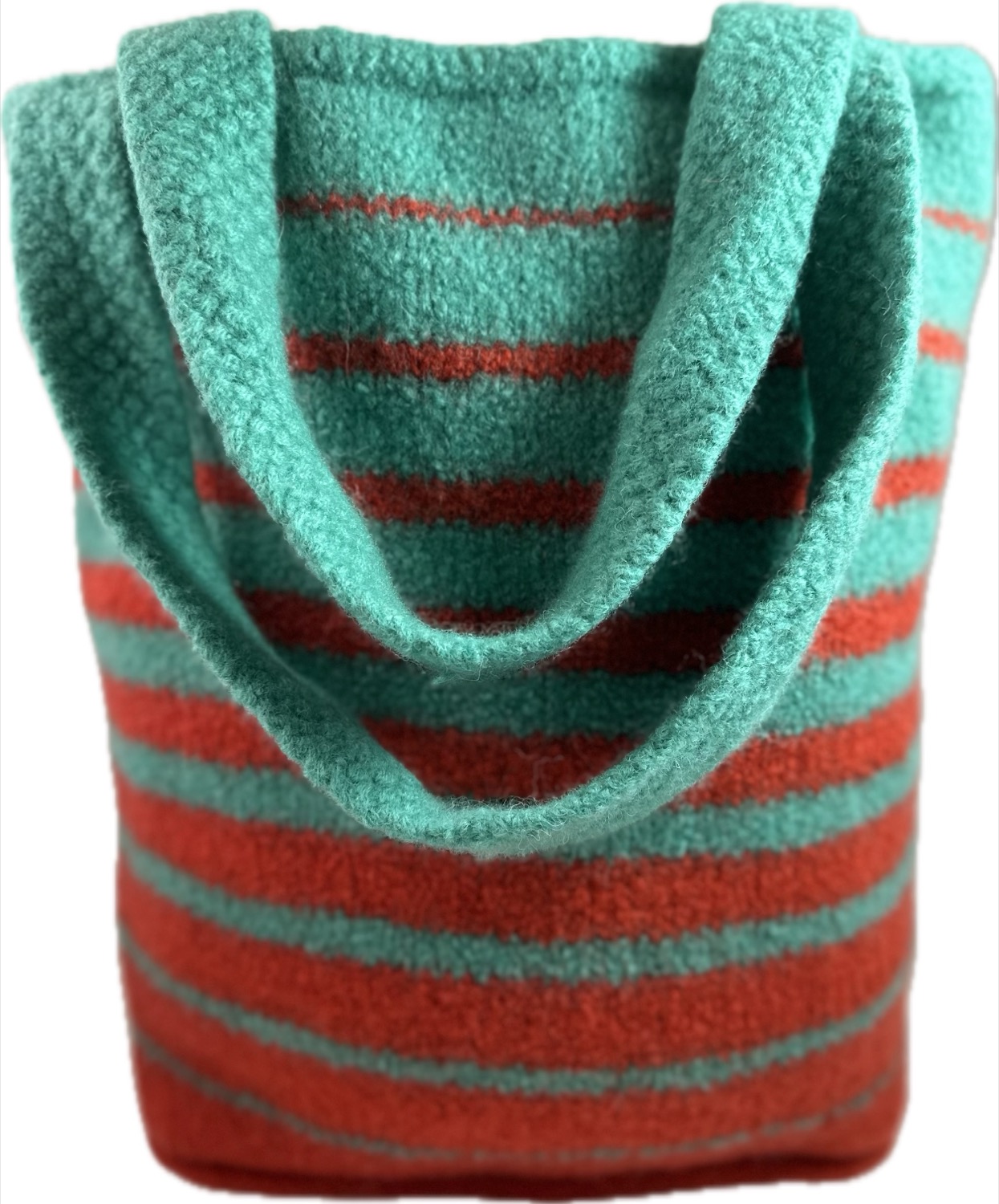 Burnt orange and mint felted tote